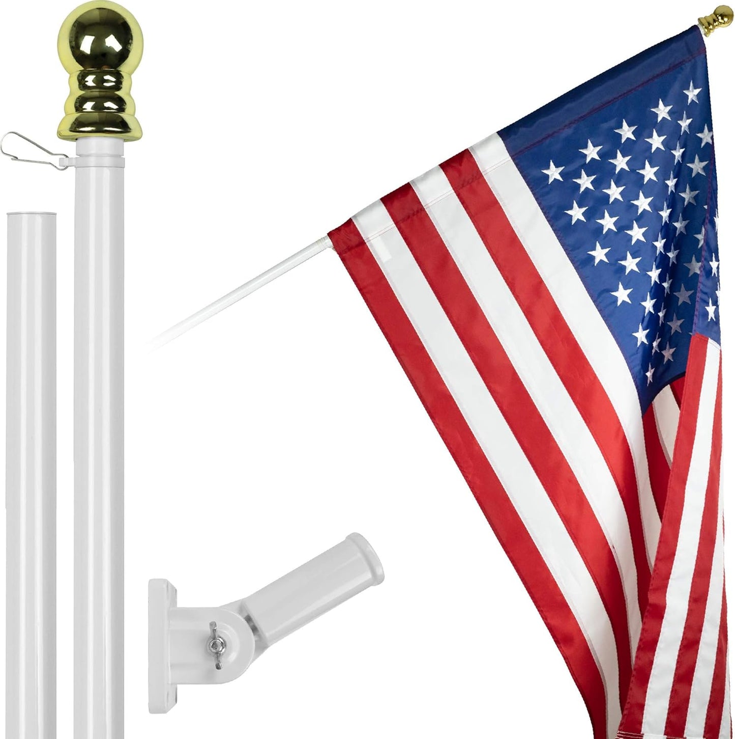 G128 5 Feet Spinning Aluminum Flagpole with American Flag Sleeve