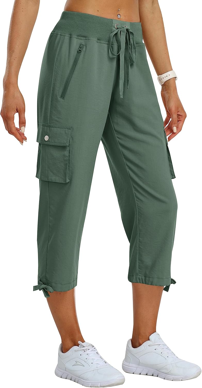 MoFiz Women's Cargo Capris Pants for Hiking and Casual Wear