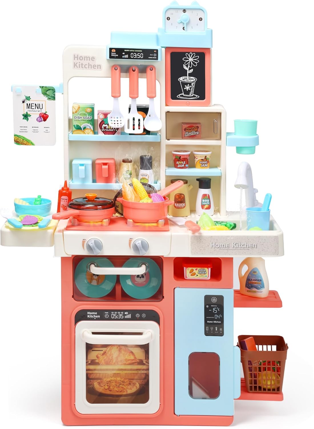 Interactive Kids Kitchen Playset with Sound and Light Features