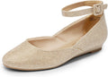 Women's Dress Flats Ballet Low Wedge Round Toe Ankle Strap Clothing