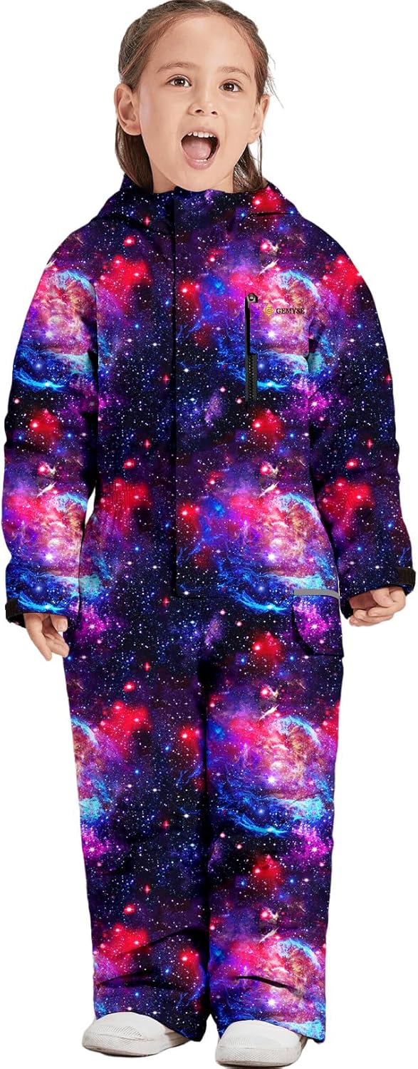 GEMYSE Kids One Piece Ski Suits for Winter Outdoor Fun