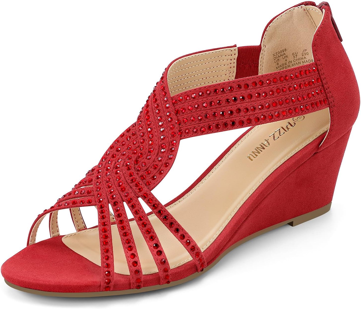 Diana Low Wedge Sandals with Sparkly Rhinestones for Women