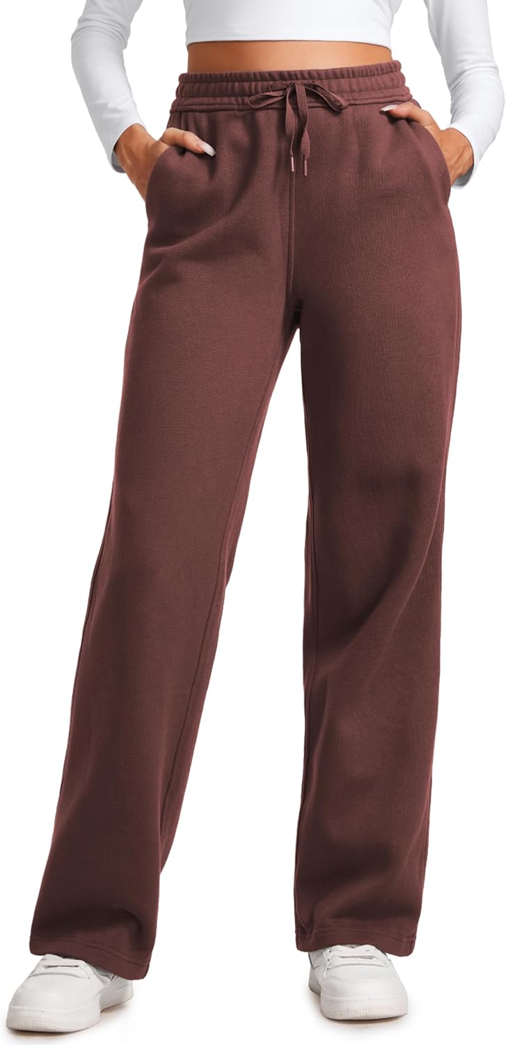 CRZ YOGA Cotton Fleece Lined Sweatpants for Women Comfort