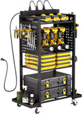 4-Tier Tool Organizer Cart with Charging Station - Rolling Garage Cart
