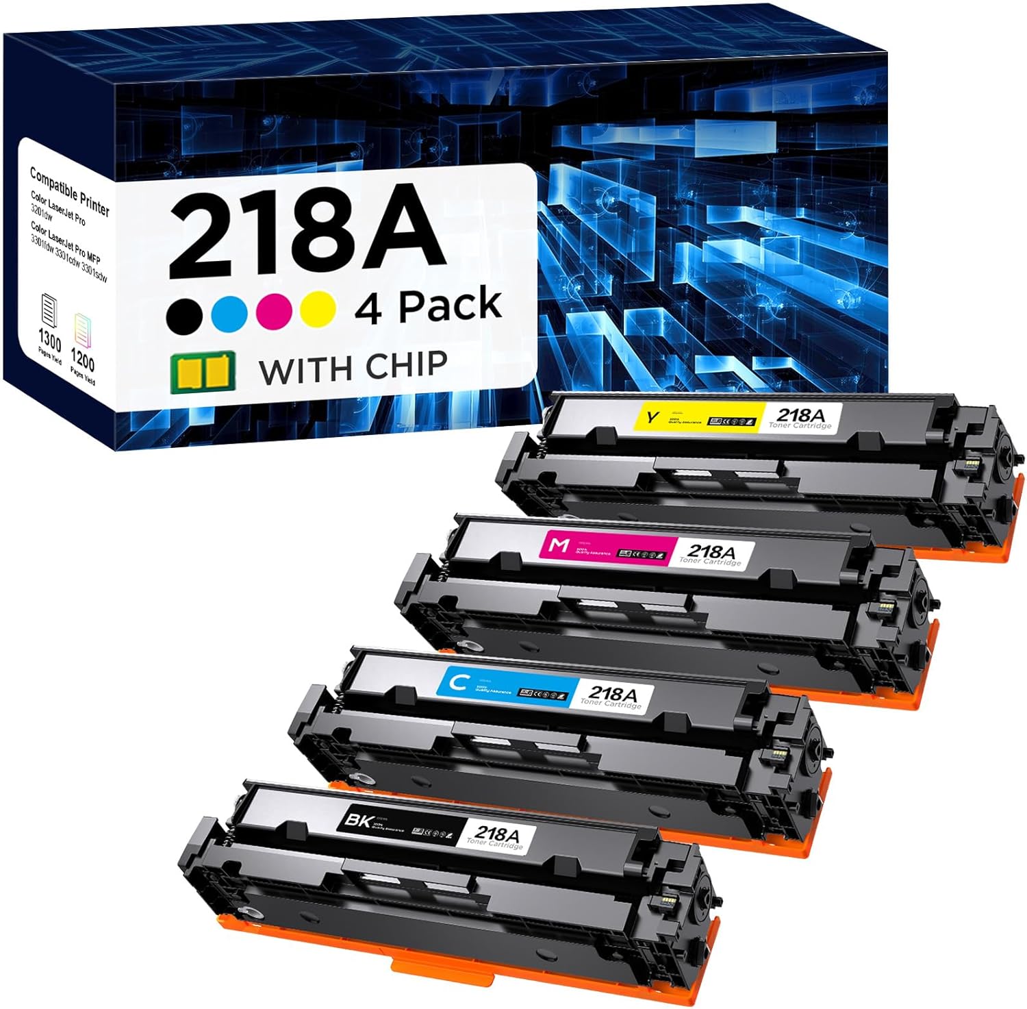 218A Toner Cartridges 4 Pack for HP Color LaserJet Printers