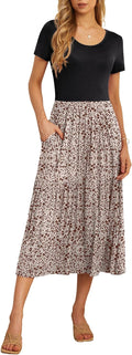GRECERELLE Women's Summer Casual Short Sleeve Tiered Flowy Maxi Dress
