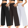 Wide Leg Pants Women 3 Pack - Soft High Waist Palazzo TNNZEET