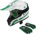 XFMT DOT Youth Motocross Helmet Green Star - Safe, Lightweight Fit