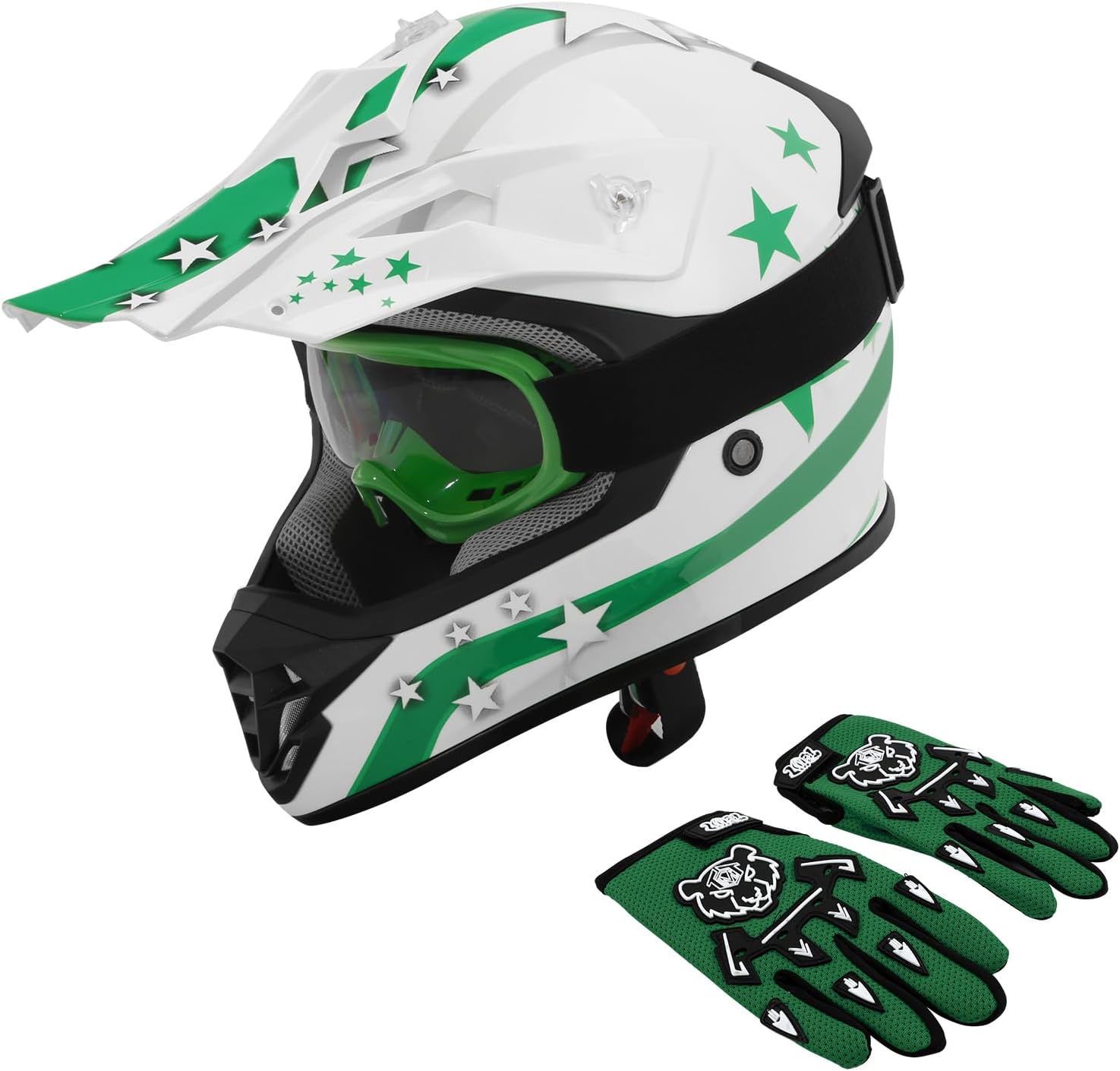 XFMT Youth Kids Motocross Offroad Helmet Goggles Gloves Set