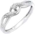 Round White Diamond Crossover Swirl Promise Engagement Ring - Elegant