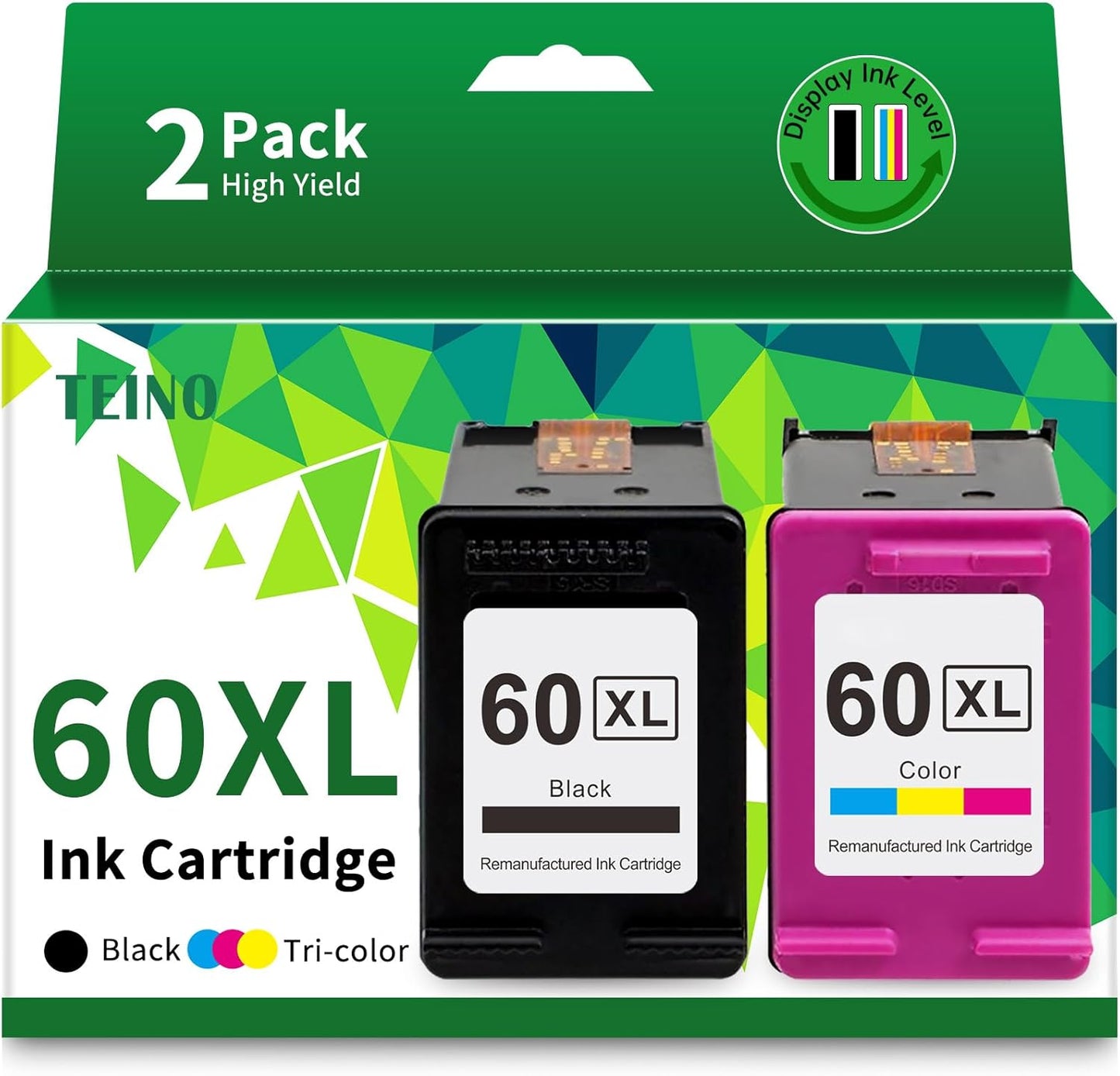 TEINO Remanufactured Ink Cartridge Replacement for HP 60 XL 60XL