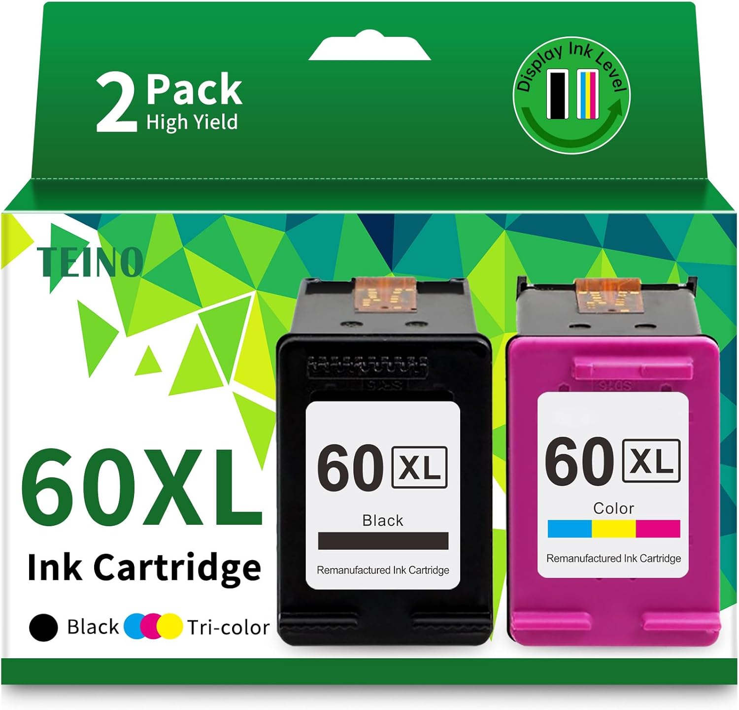 TEINO Remanufactured Ink Cartridge Replacement for HP 60 XL 60XL