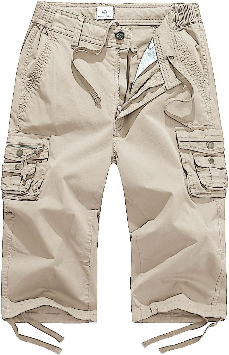 FOURSTEEDS Women's Mid Rise Cargo Capris for Hiking and Travel