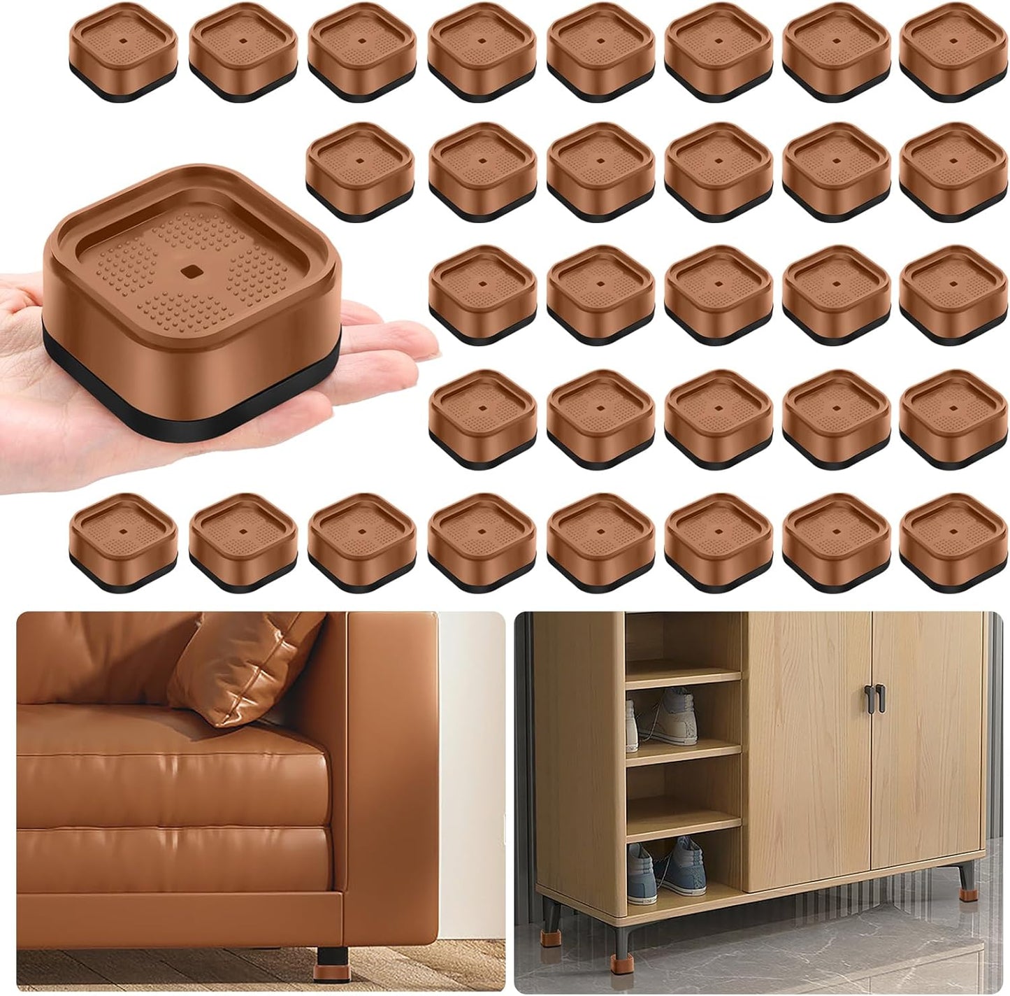 Adjustable Bed Risers 32 Pack for Heavy Duty Furniture Lifts