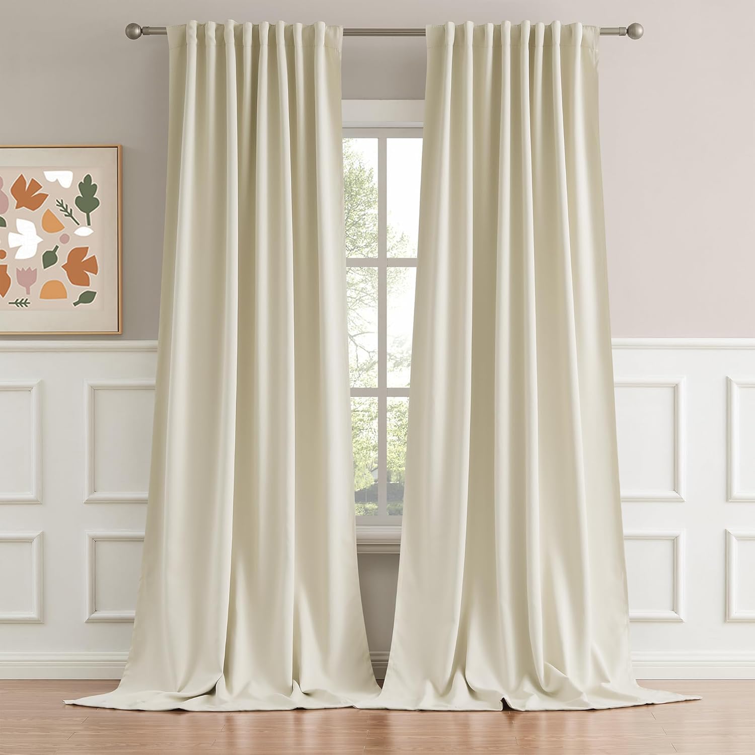 Cream Beige Blackout Curtains 108 Inch Length for Any Room