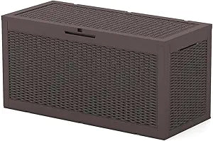 100 Gallon Outdoor Resin Deck Box for Patio Furniture Storage