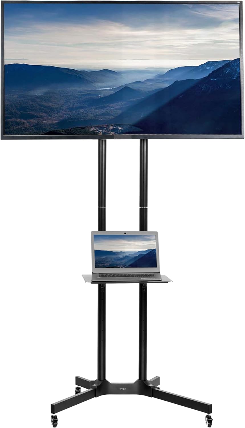 VIVO Tall TV Cart for 32 to 83 inch Screens with Locking Wheels