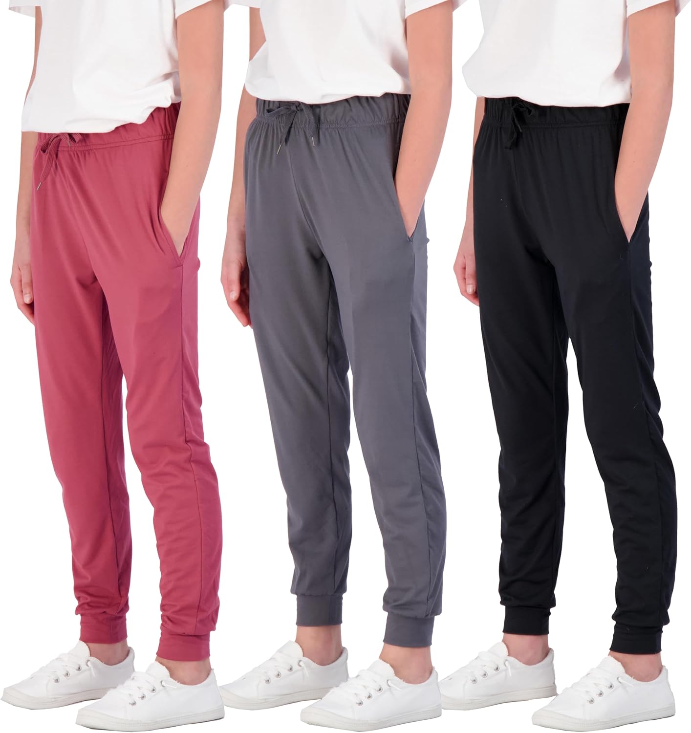 Real Essentials Girls' Lounge Joggers: Soft Athletic Sweatpants