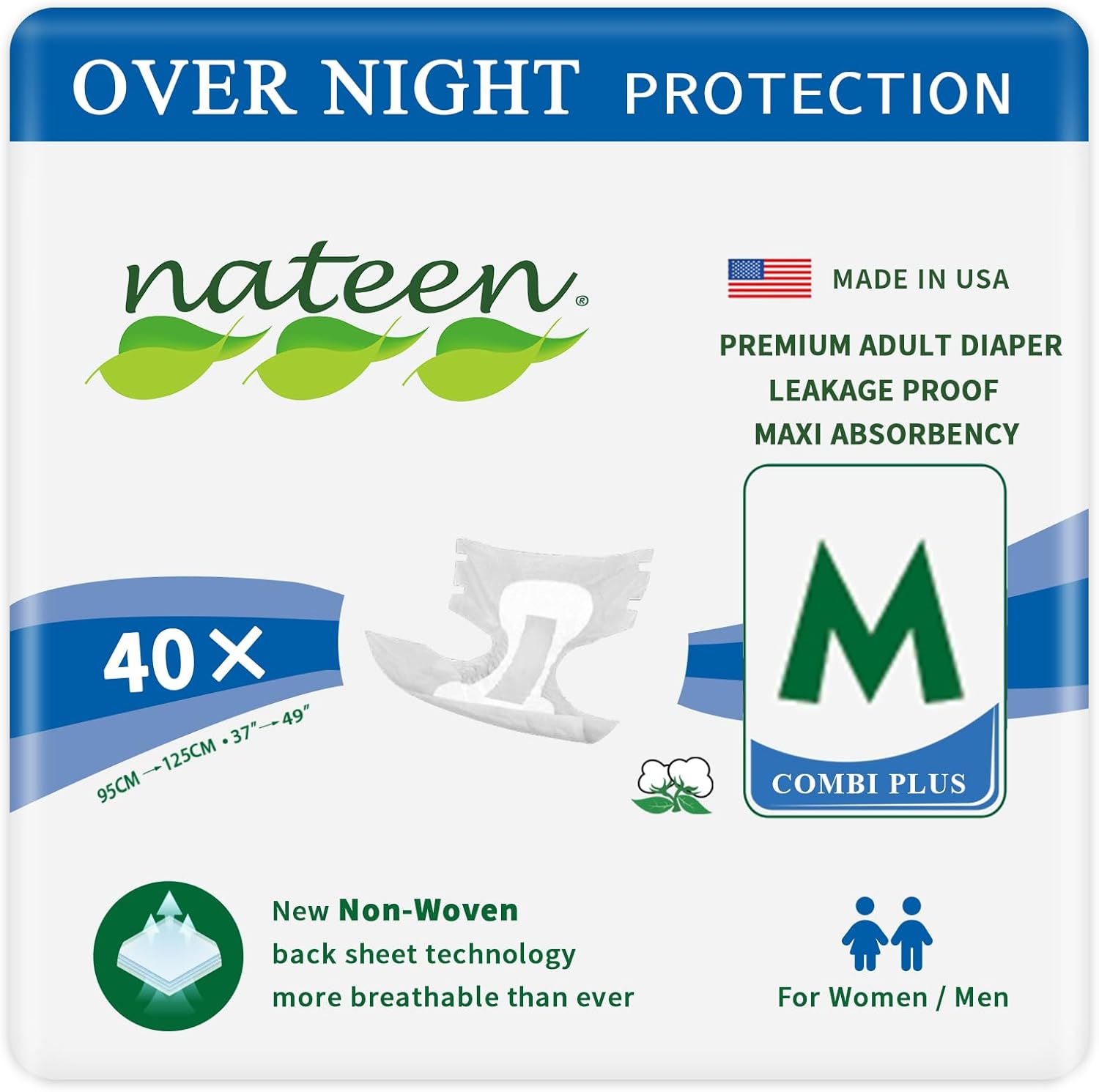 Nateen Combi Maxi Adult Diapers: Heavy Overnight Protection