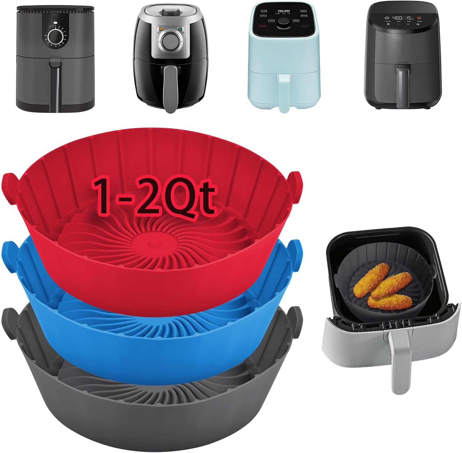 Non-Stick Air Fryer Liners 3 Pack - Reusable & Compatible - SIUDANGKA