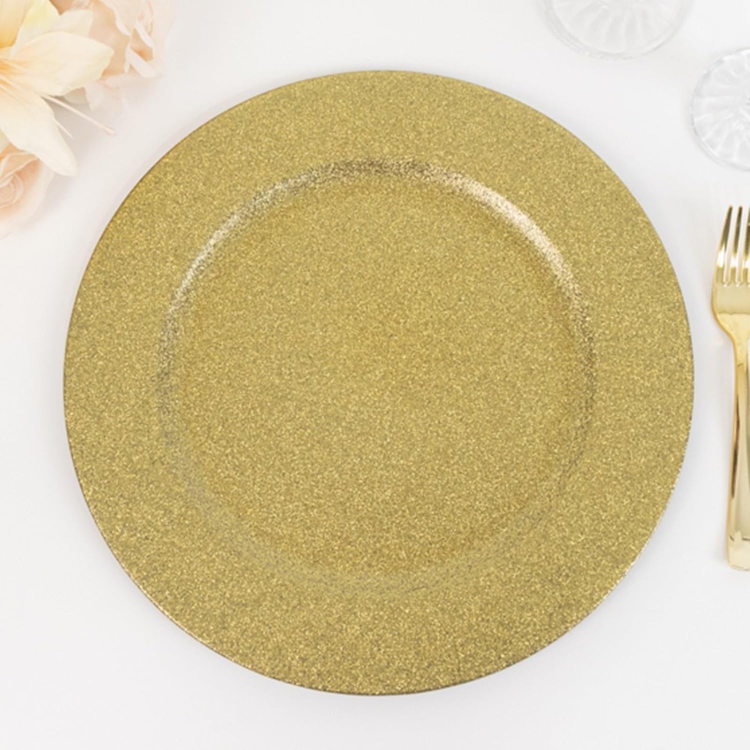 Set of 6 Gold Glitter Charger Plates - Elegant Dining Upgrade