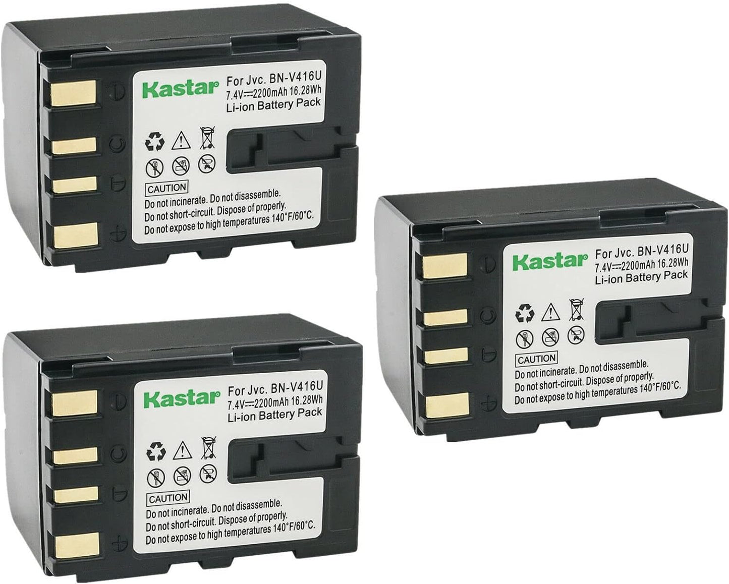 Kastar BN-V416 Battery 3-Pack for JVC Cameras - High Capacity