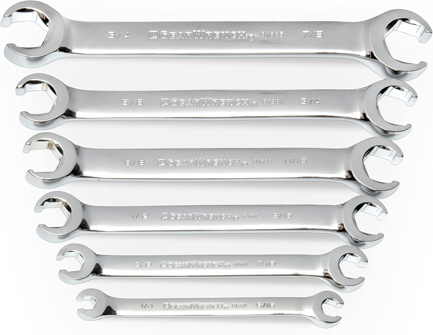 GEARWRENCH 6 Pc Flare Nut Wrench Set for Precision Work