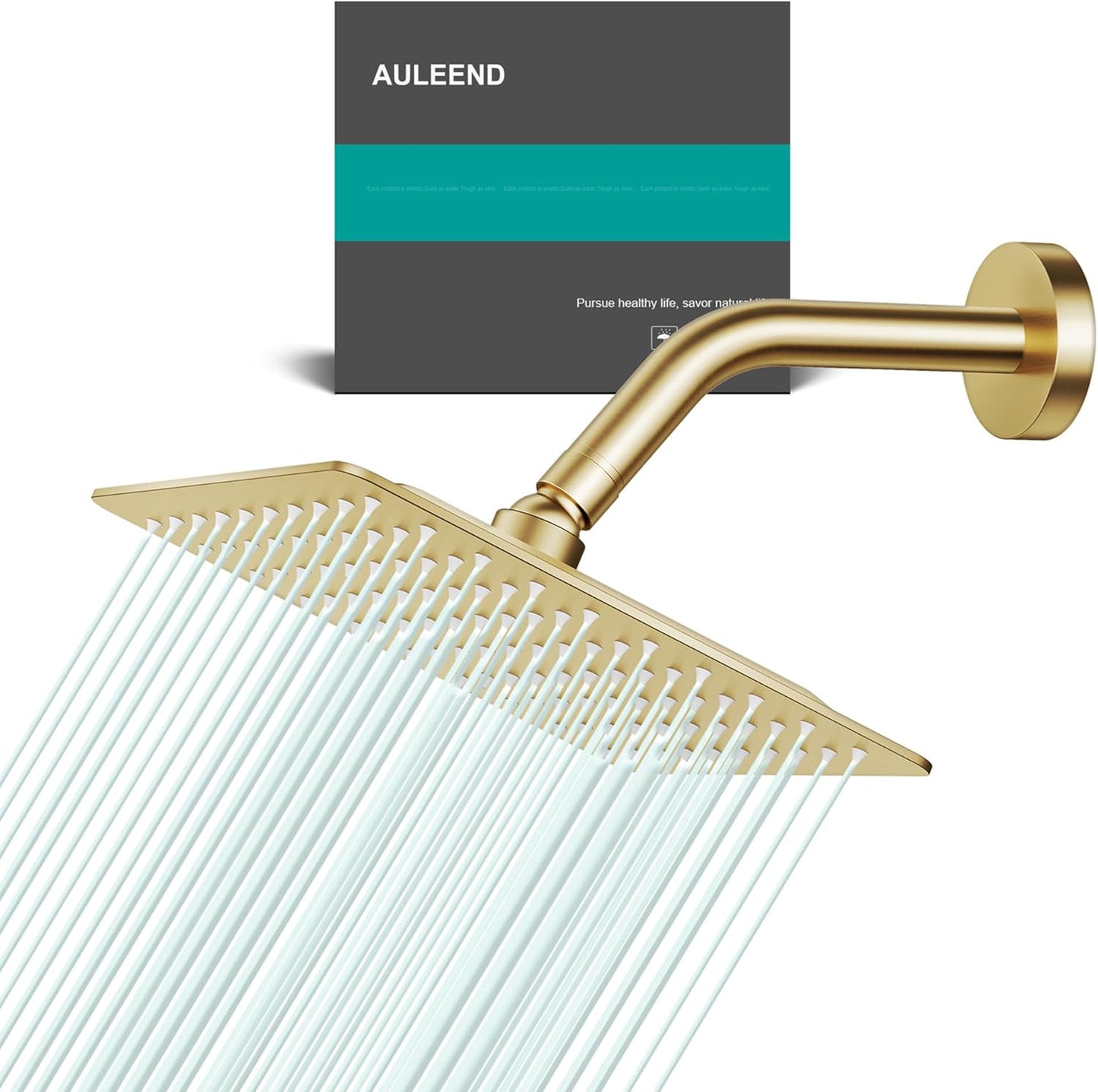 High Flow Square Rain Shower Head in Brushed Gold Finish