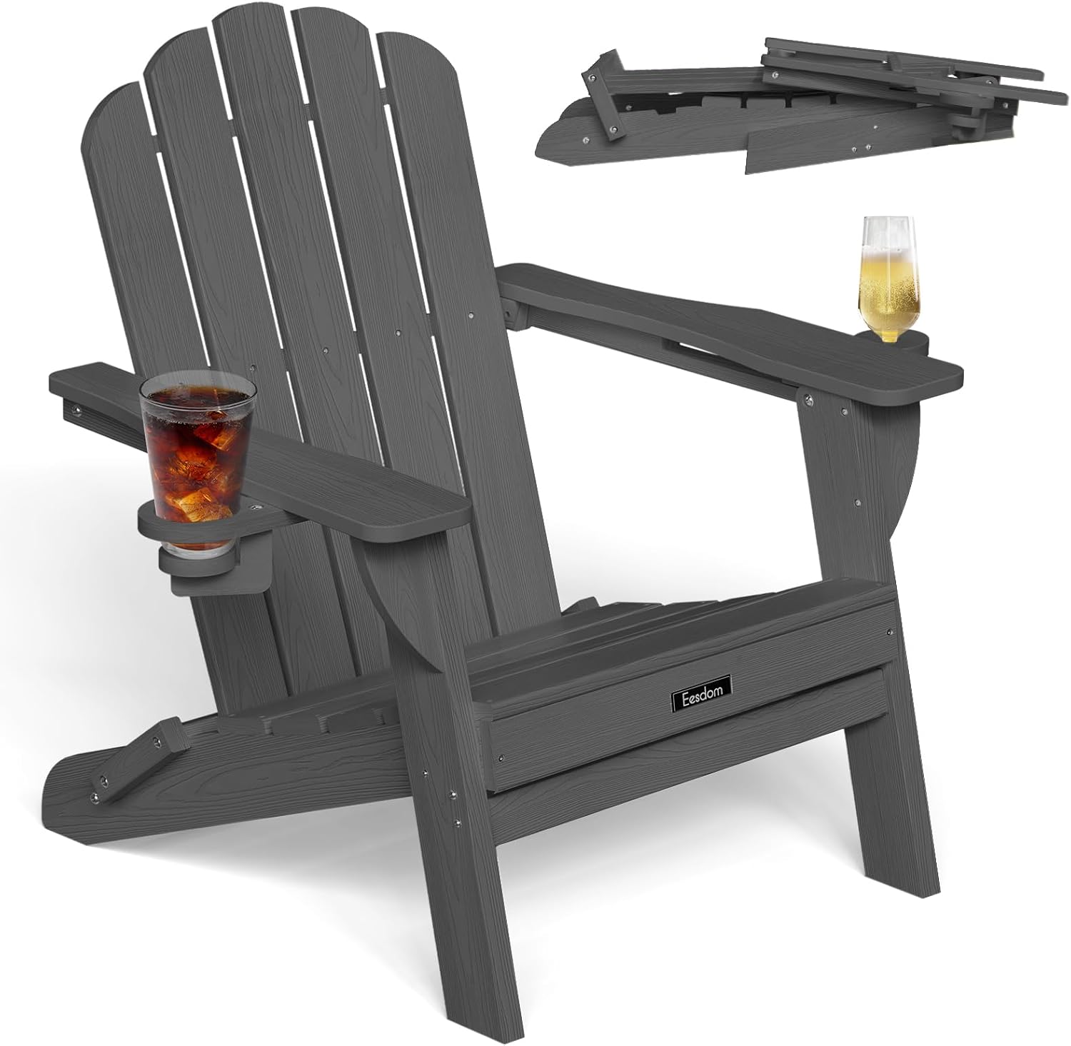 Folding Adirondack Chair with Cup-Holders for Outdoor Relaxation