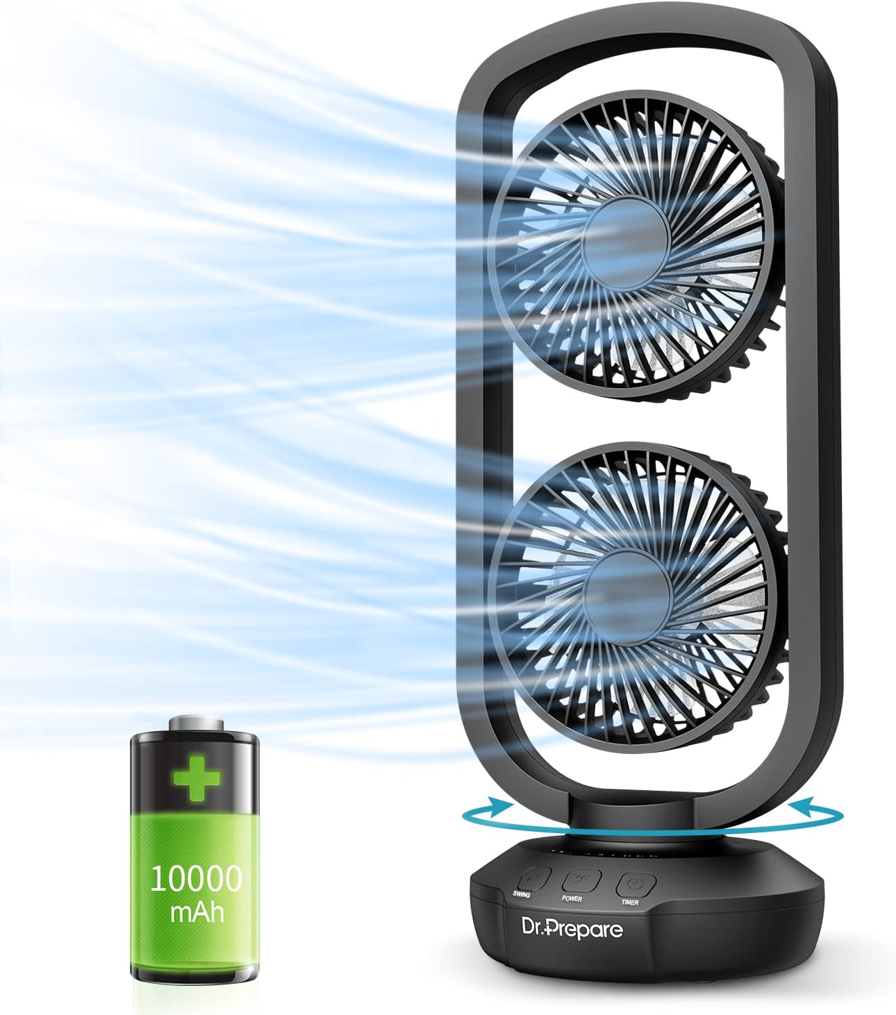 Portable Table Fan with 270 Tilt and 105 Oscillation Features