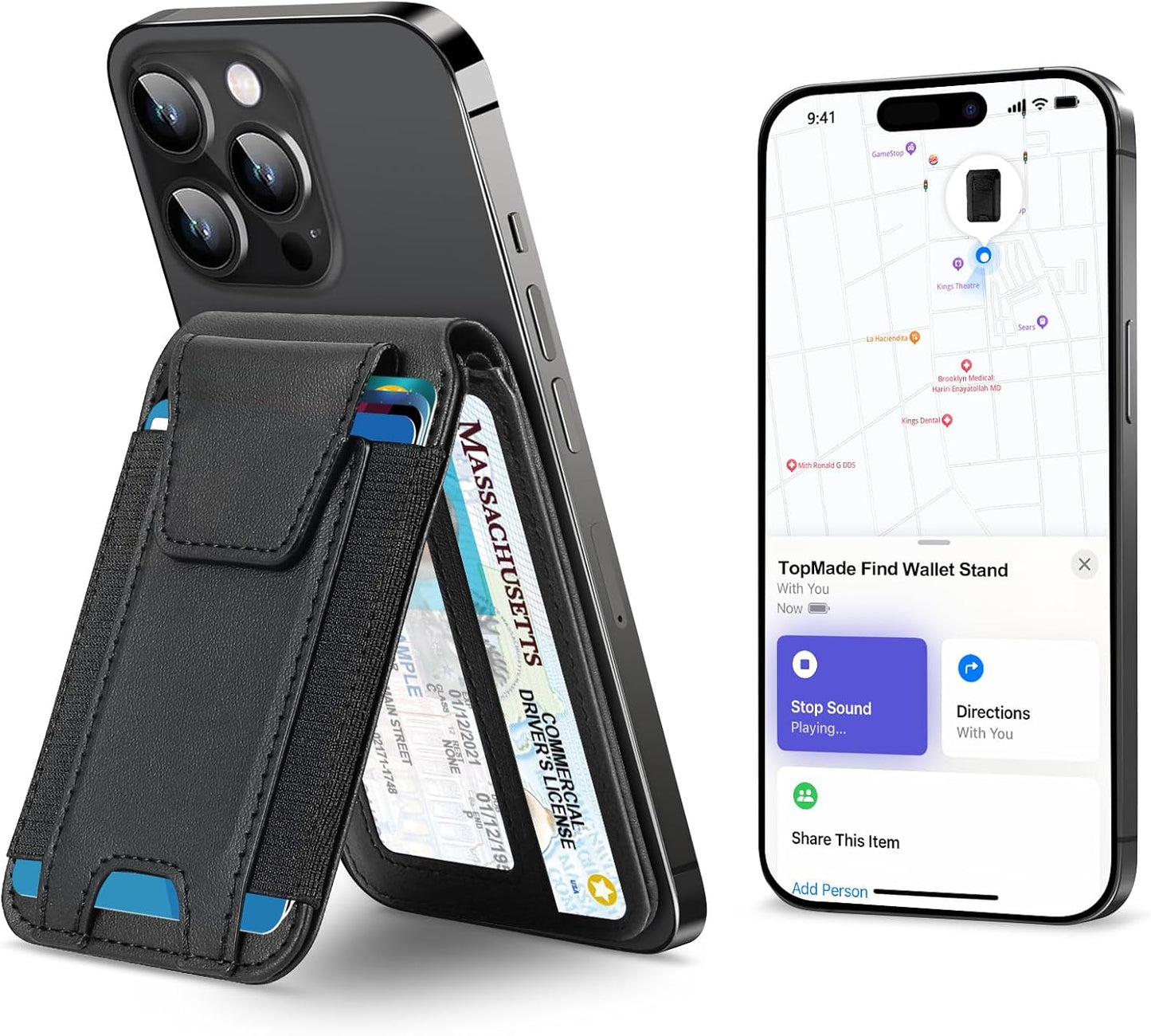 TopMade Magsafe Wallet with Find My Support for iPhone Series