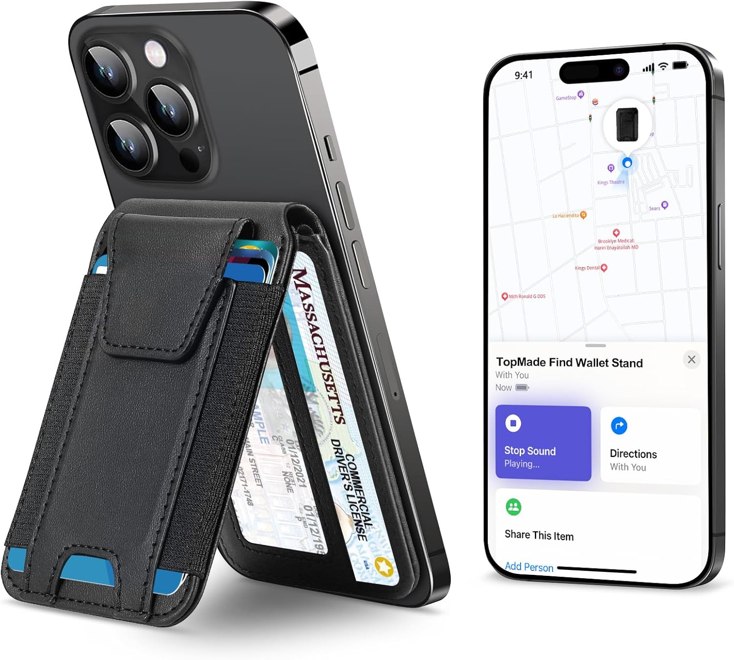 TopMade Magsafe Wallet with Find My Support for iPhone Series