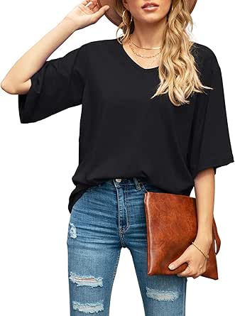SUEANI Women's Blouse Tops Loose V Neck 3/4 Bell Sleeve Shirt Review