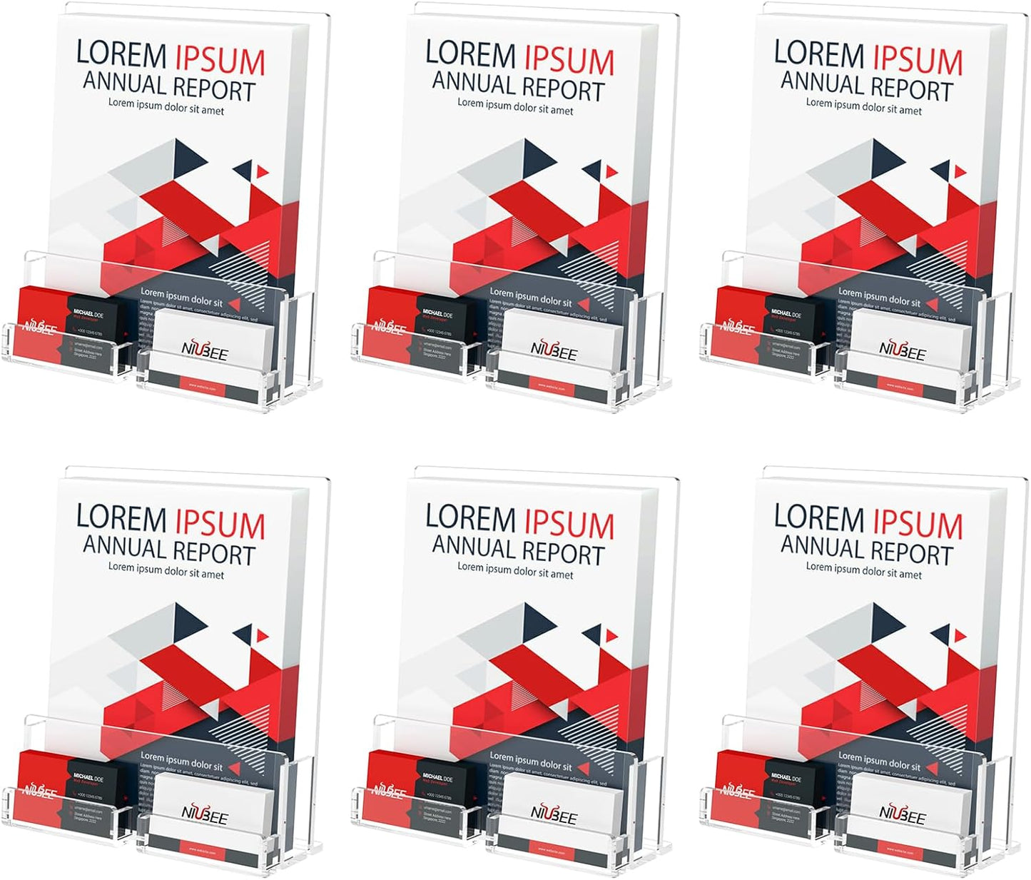 NIUBEE 6-Pack Acrylic Brochure Holder for Business Cards & More