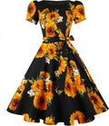 Vintage 1950s Cocktail Party Dress with Puff Sleeves for Women
