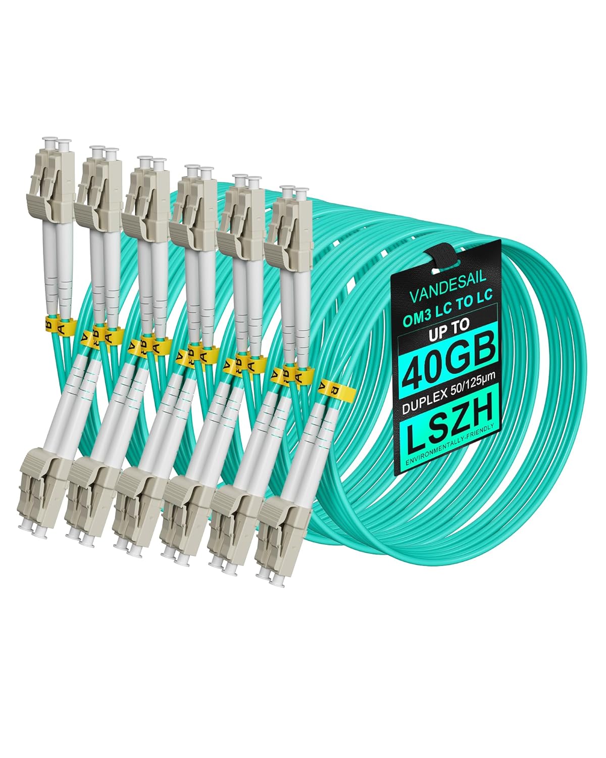 6 Pack LC to LC Multimode Fiber Patch Cable for High-Density Use