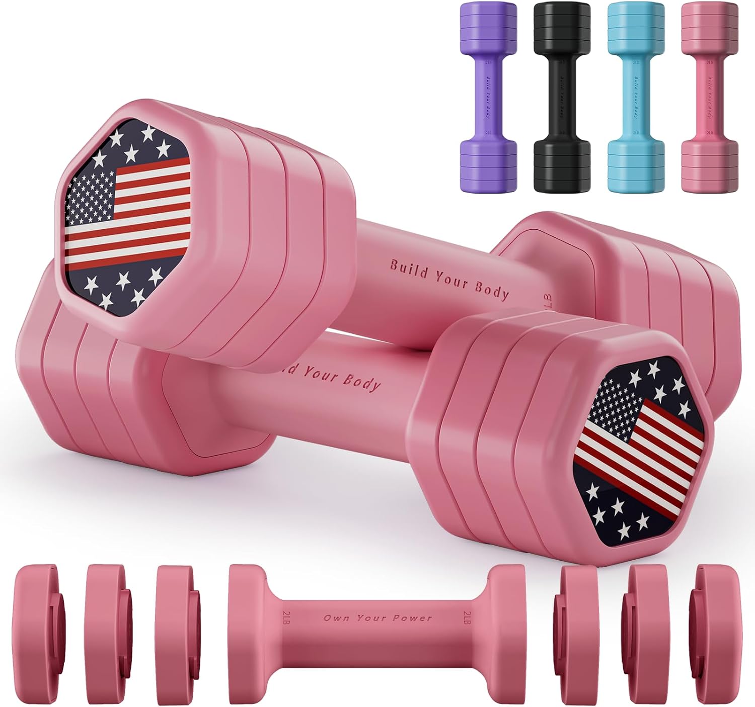 Zempox Adjustable Dumbbell Set for Women - 4 in 1 Hand Weights