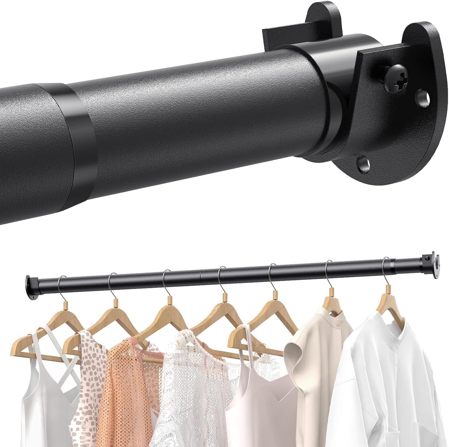 Adjustable Metal Closet Rod for Hanging Clothes, 17 to 159 in