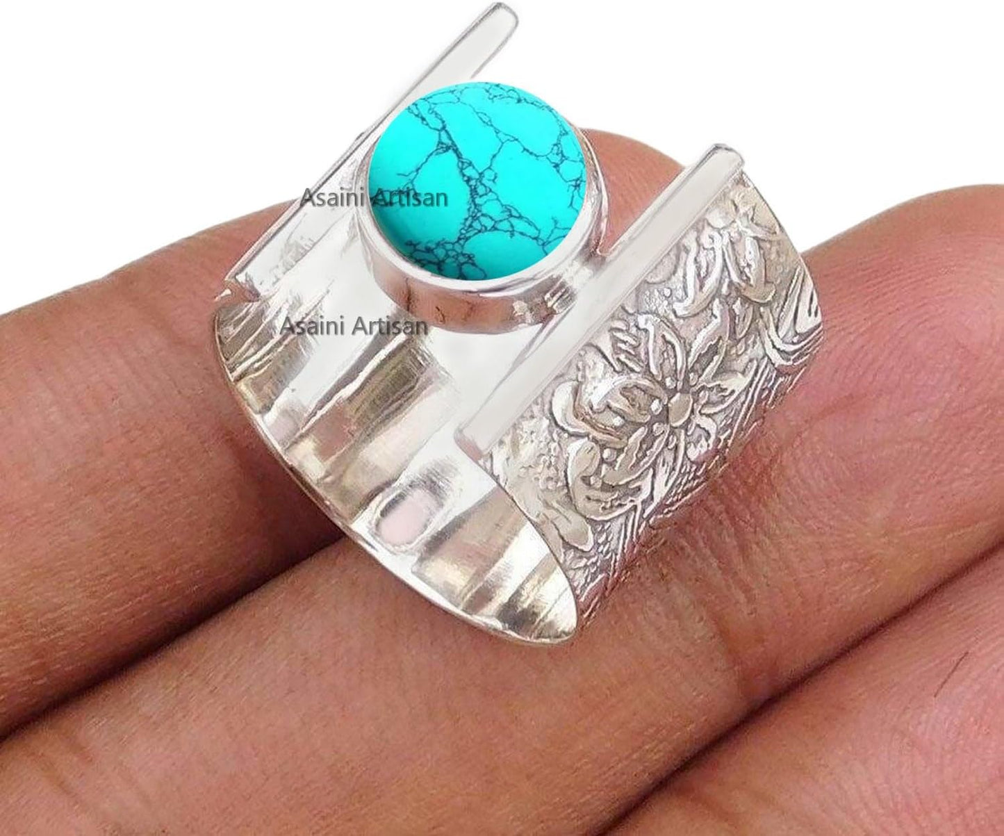 7MM Round Gemstone Sterling Silver Floral Gift Ring for Women