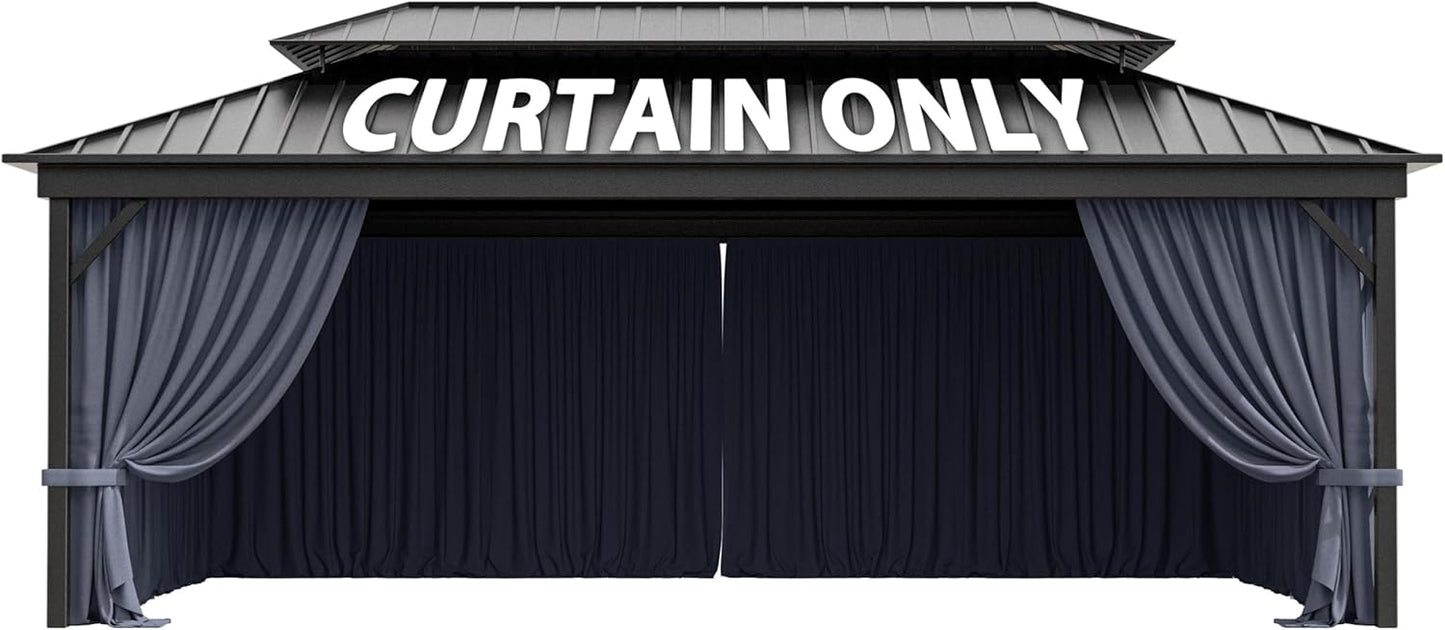 12ftX 20ft Gazebo Curtains Waterproof with Zipper Sidewalls