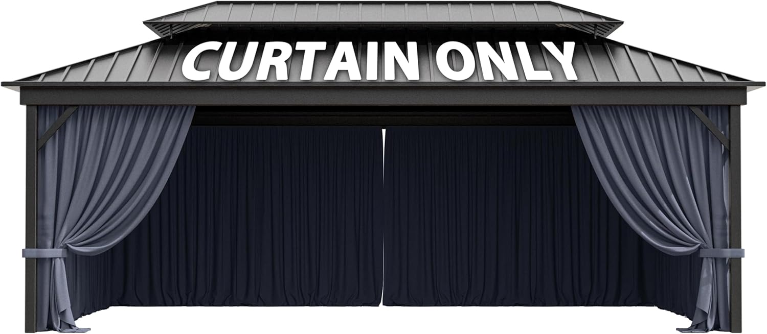 12ftX 20ft Gazebo Curtains Waterproof with Zipper Sidewalls