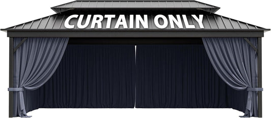 12ftX 20ft Gazebo Curtains Waterproof with Zipper Sidewalls