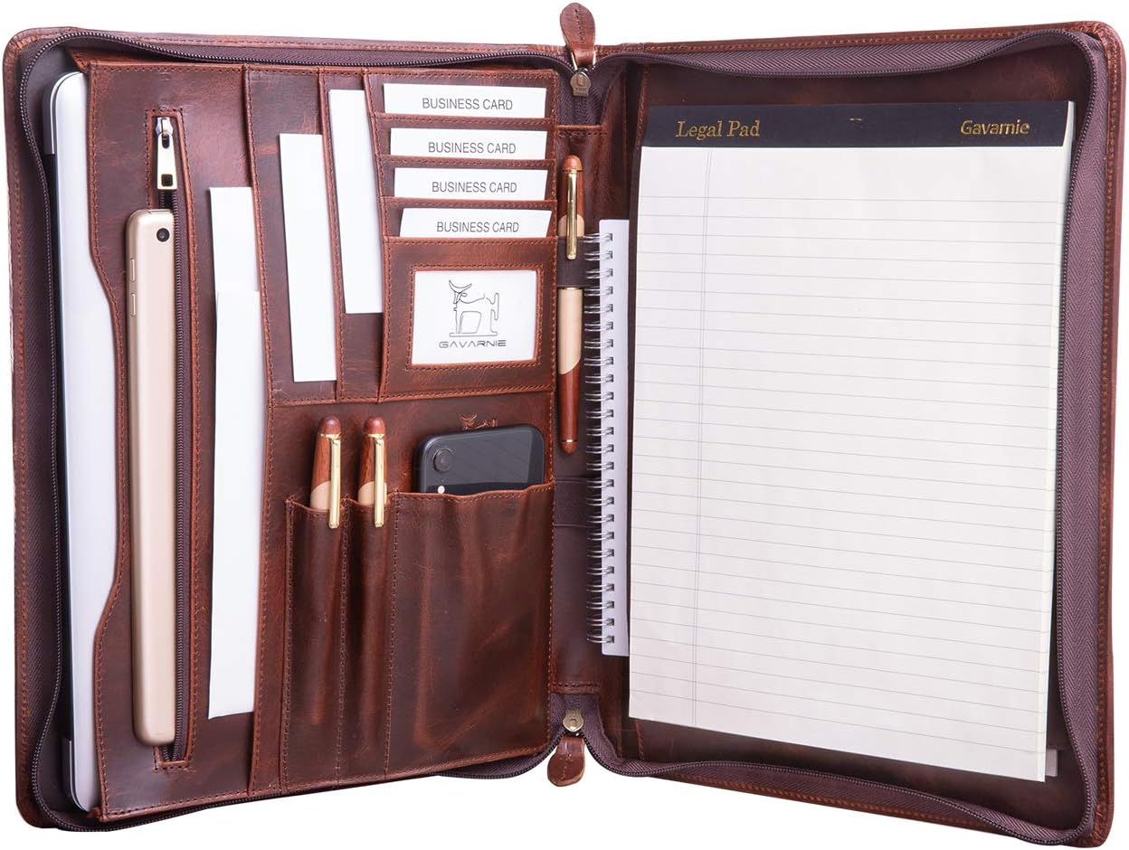 Genuine Leather Professional Business Portfolio Padfolio for Men