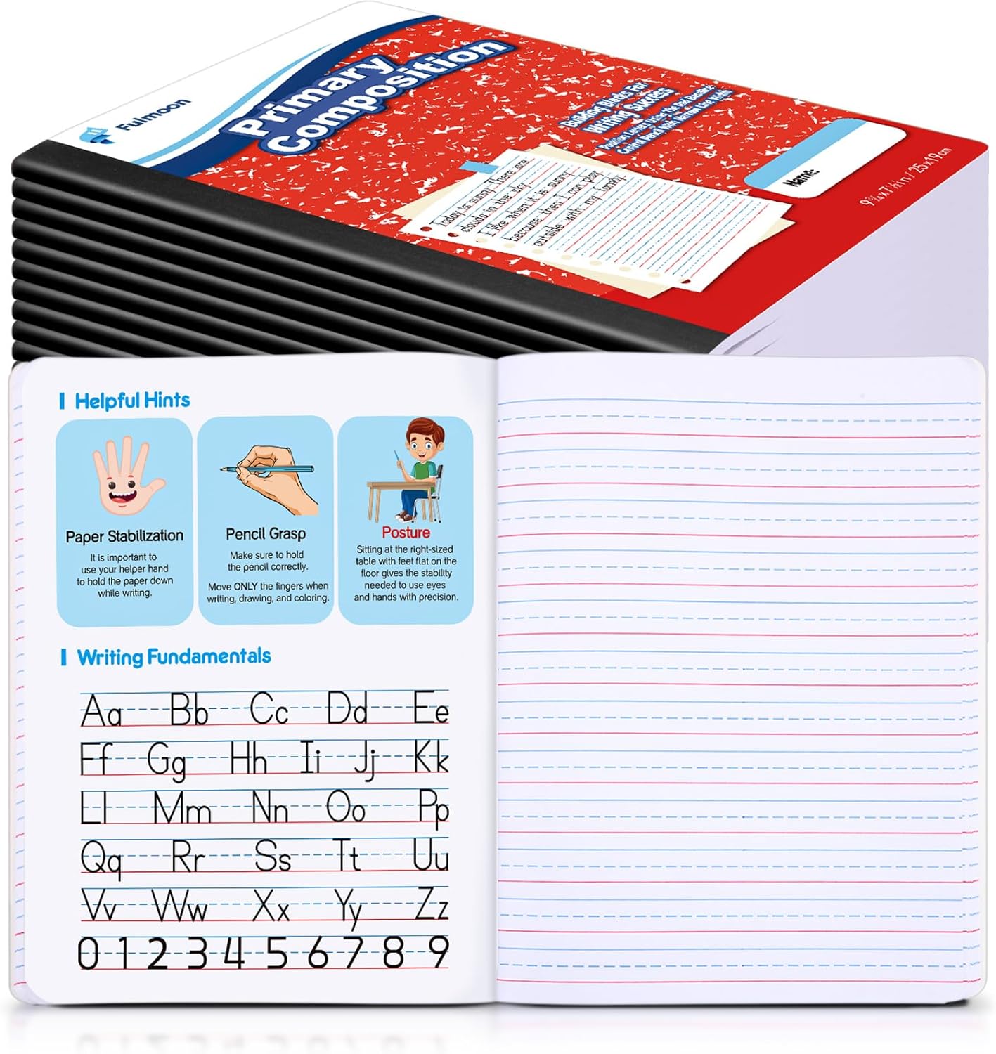 Primary Composition Notebook 9.75 x 7.5 Inch - Perfect for K-2 Writing!