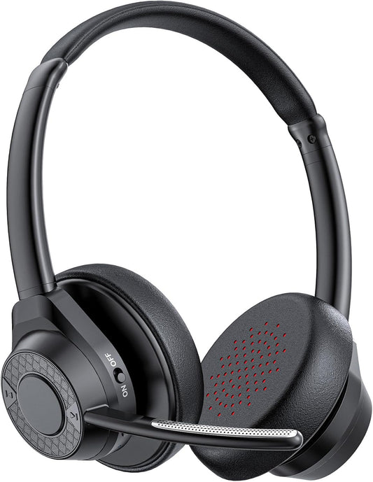 Bluetooth Headset with Noise Cancelling Mic for Work and Calls