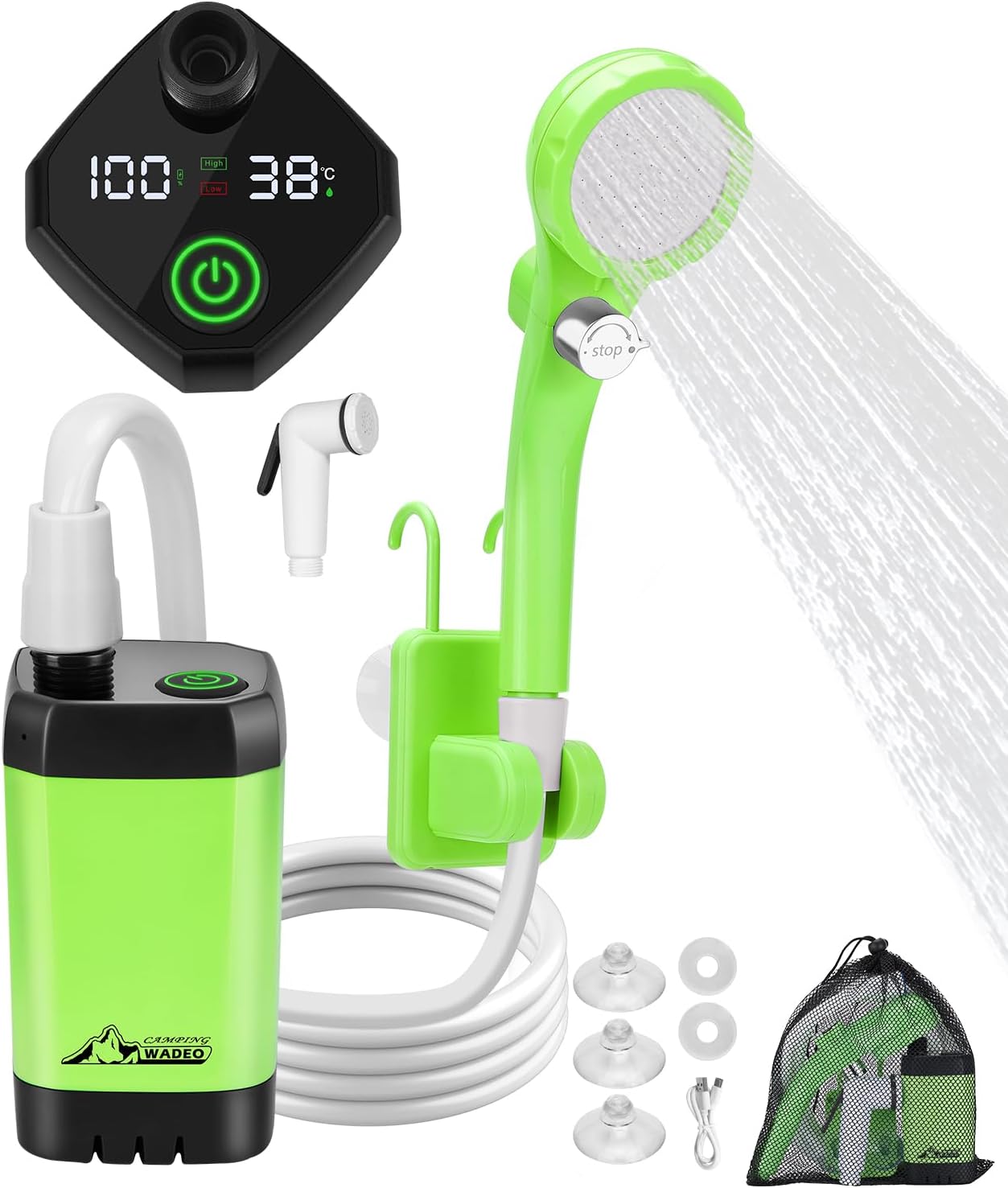 WADEO Portable Shower for Camping with Intelligent Display