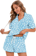 LUBOT 100% Cotton Pajamas for Women - Short Sleeve 2-Piece Set