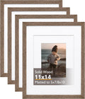 11x14 Picture Frame Rustic Brown Solid Wood - Set of 4