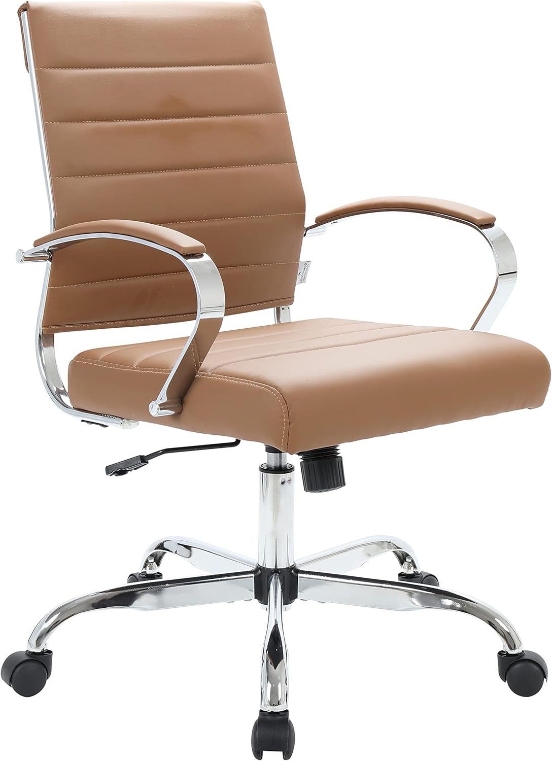 Stylish Comfort: Brown Leather Swivel Chair