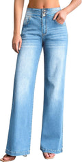 Roswear Women's High Waisted Wide Leg Jeans for Casual Chic Look